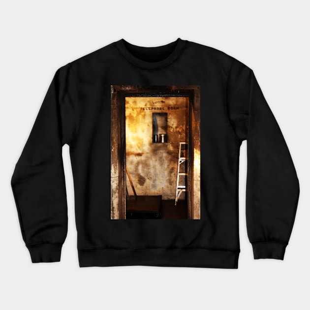 Battery Mishler Telephone Room Crewneck Sweatshirt by DlmtleArt